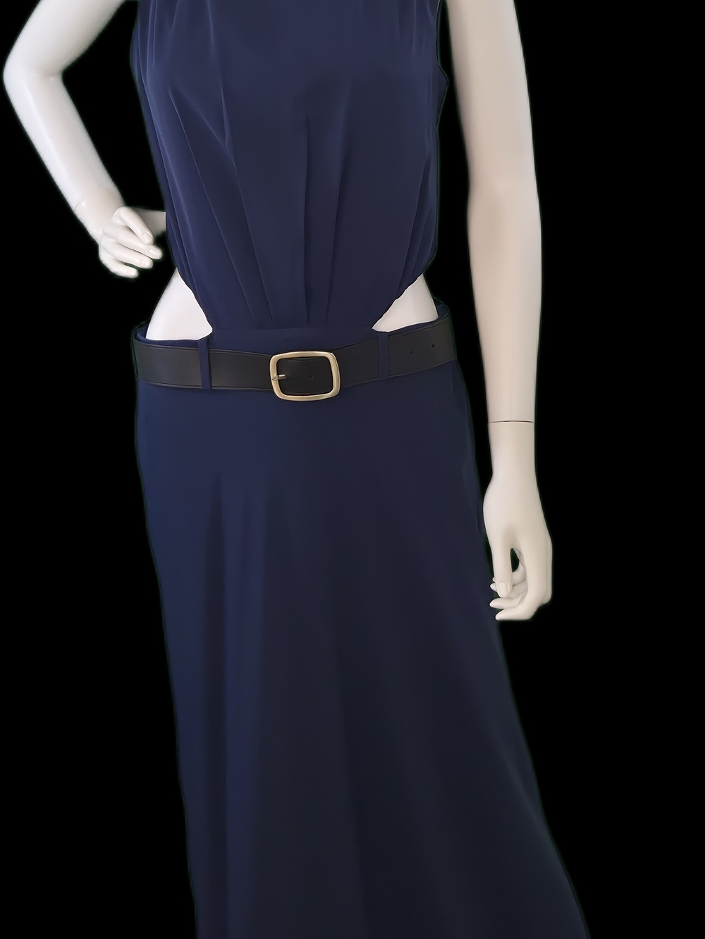 Abercrombie & Fitch Navy Backless Maxi Dress with Belt